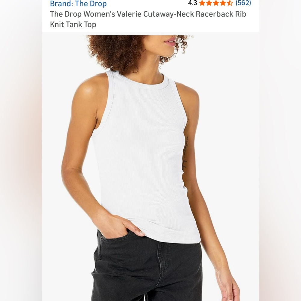 The drop Elegant White Ribbed Tank Top M